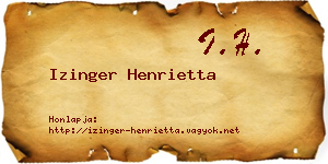 Izinger Henrietta névjegykártya